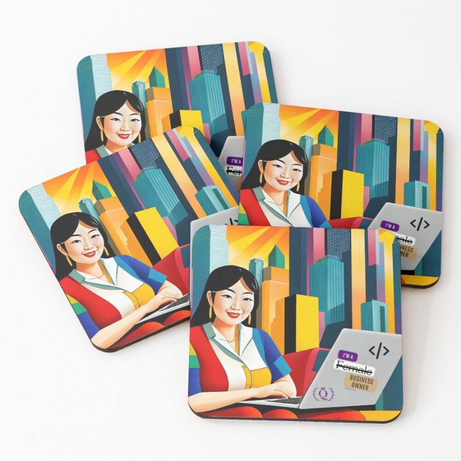 Asian Tech Woman In NYC | Queens of Tech DEIB Design Collection-coasters-set-of-4