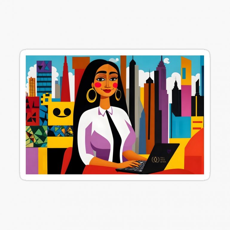BrownIndian Tech Queen In NYC | Queens of Tech DEIB Design Collection-sticker