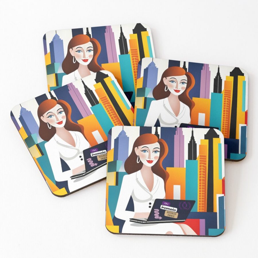 Caucasian Tech Queen In NYC | Queens of Tech DEIB Design Collection-coasters-set-of-4