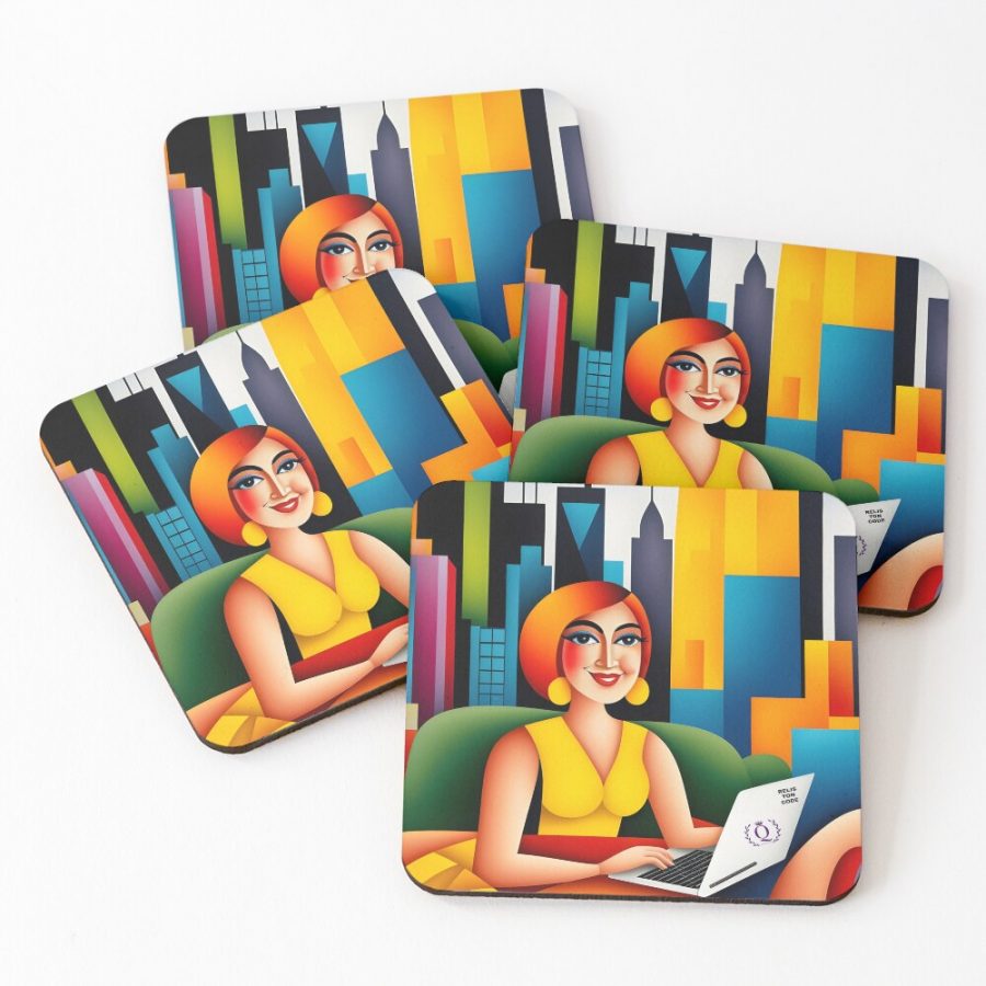 Hispanic Tech Queen In NYC | Queens of Tech DEIB Design Collection-coasters-set-of-4